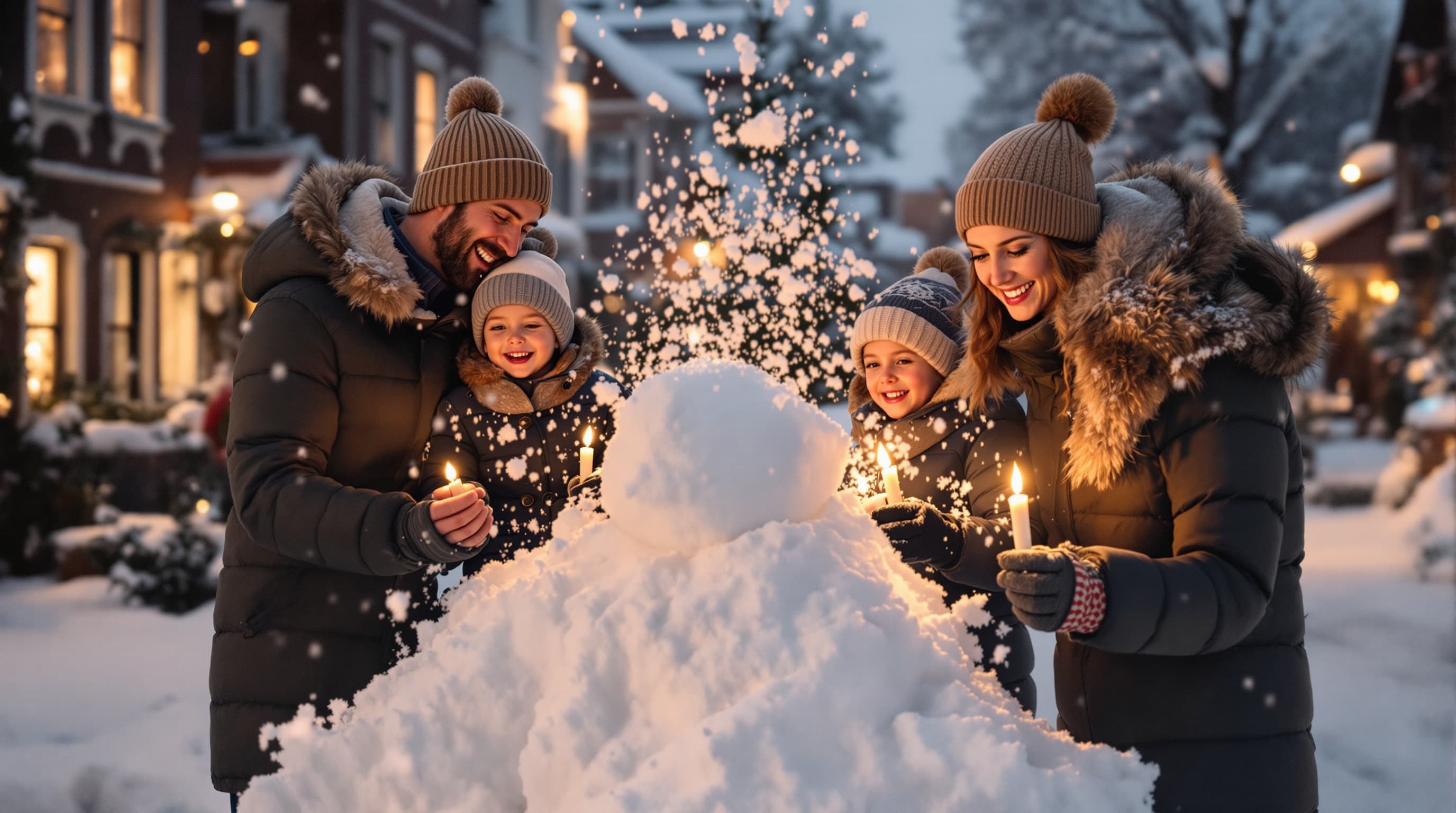 Snöig utomhuskväll
